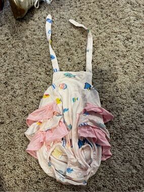 Angel Dear Pink Fish Print Ruffle Swim Cover